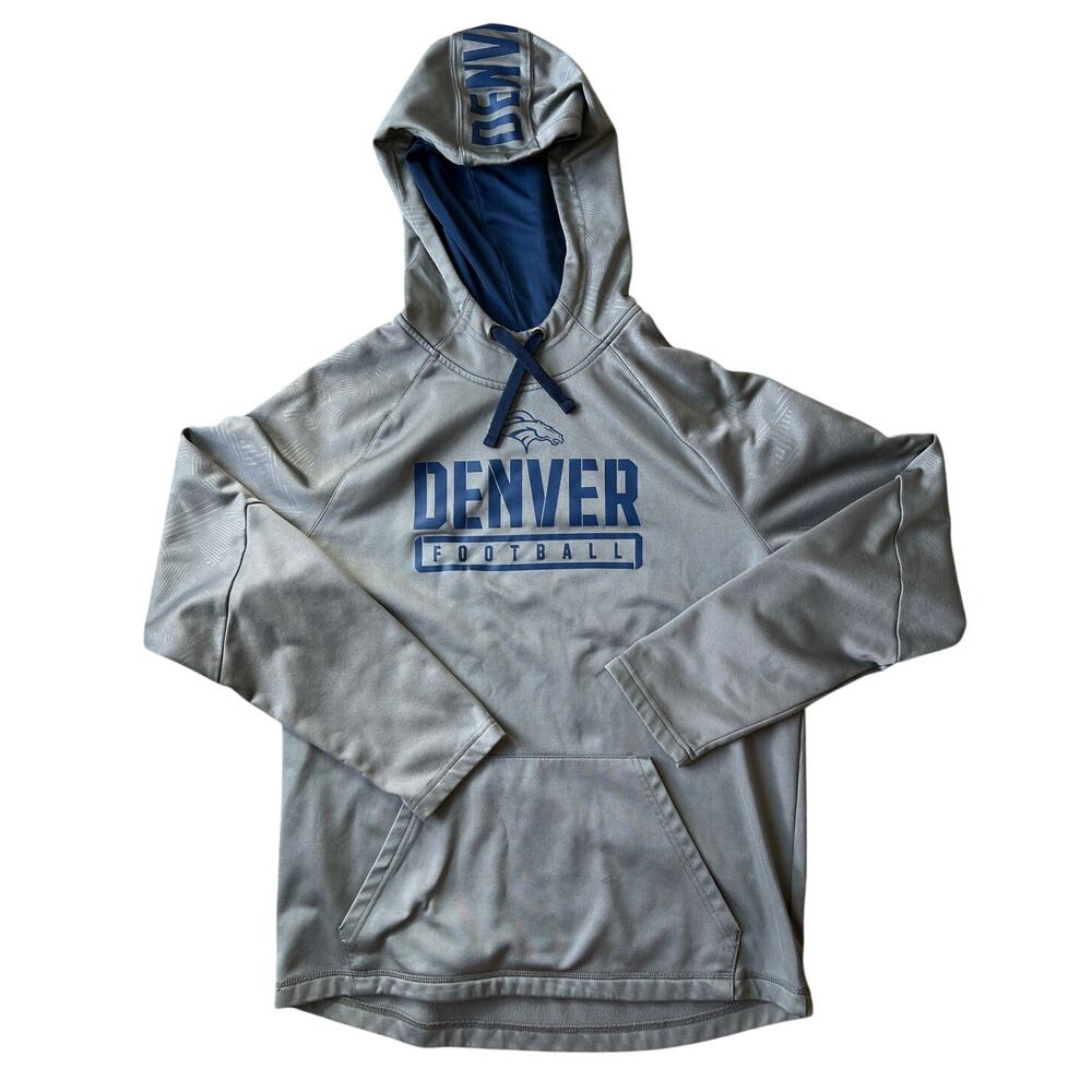Men's Denver Bronco's Hoodie, Large, Gray/Blue, Fanatics, Football